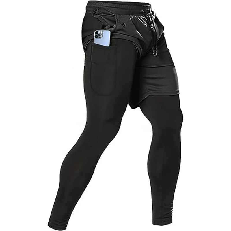 Calça DuoFit Pro Masculina 2 em 1 para Treino e Corrida - Conforto e Suporte Máximo em Cada Treino!