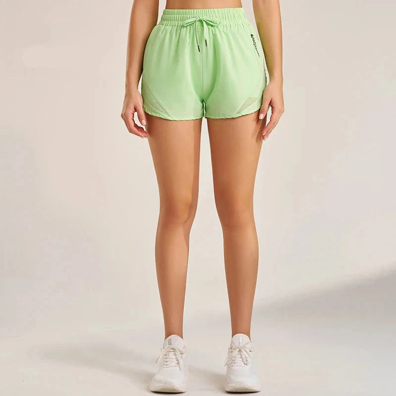 Calções Esportivos de Cintura Alta Feminina, Calça Solta de Três Quartos, Elástico, Secagem Rápida, Respirável, Anti-Brilho, Yoga, Fitness