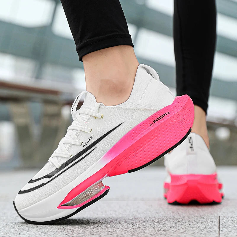Air Cushion Marathon Running Shoes para homens e mulheres, leve, respirável, confortável, calçado de treino atlético, alta qualidade