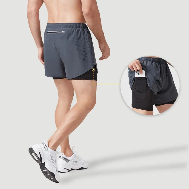 Shorts Masculino 2 em 1 MaxRun Goup Sports - Secagem Rápida e Camada Dupla