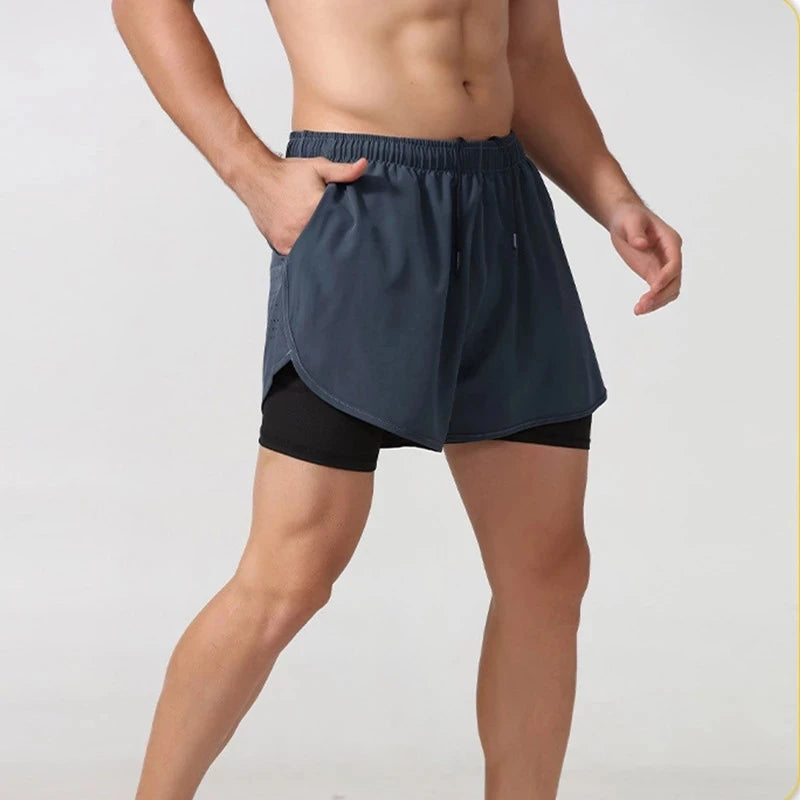 Shorts Masculino 2 em 1 MaxRun Goup Sports - Secagem Rápida e Camada Dupla