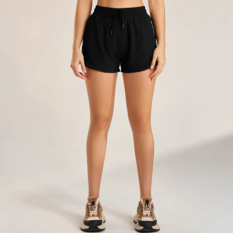 Calções Esportivos de Cintura Alta Feminina, Calça Solta de Três Quartos, Elástico, Secagem Rápida, Respirável, Anti-Brilho, Yoga, Fitness