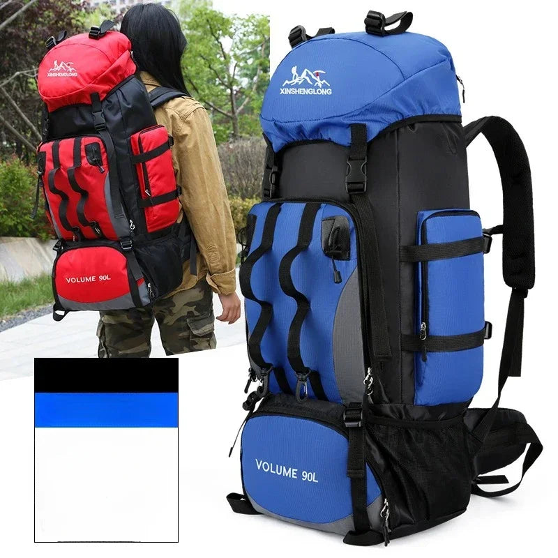 Mochila Impermeável UltraCap 90L para Trilhas e Camping