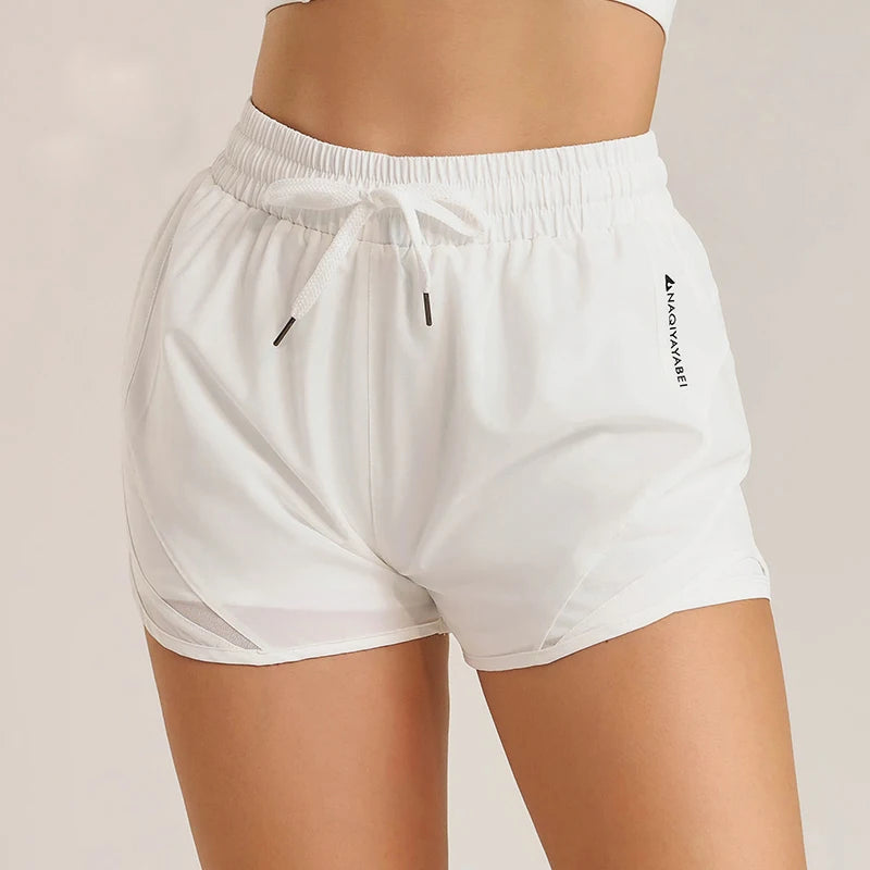Calções Esportivos de Cintura Alta Feminina, Calça Solta de Três Quartos, Elástico, Secagem Rápida, Respirável, Anti-Brilho, Yoga, Fitness